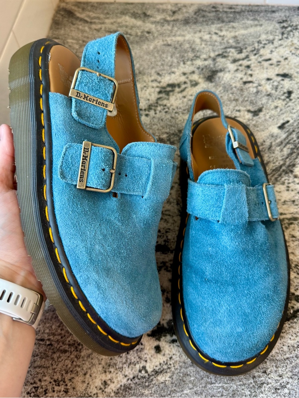 Dr. Martens Jorge Made in England (MIE) Slingback Mules Blue. L 8. EUC.